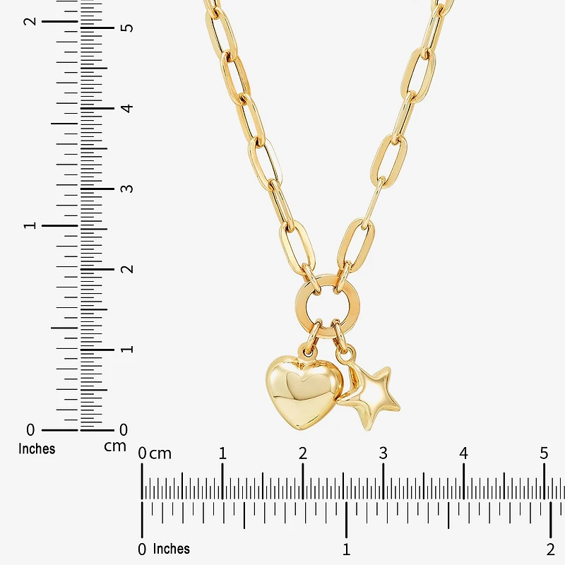 Limited Quantities! Womens 10K Gold Heart Star 17 Inch Pendant Necklace