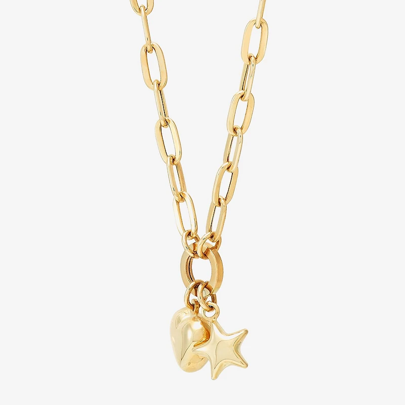 Limited Quantities! Womens 10K Gold Heart Star 17 Inch Pendant Necklace