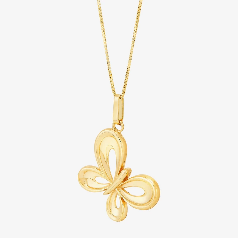 Limited Quantities! Womens 10K Gold Butterfly 18 Inch Pendant Necklace