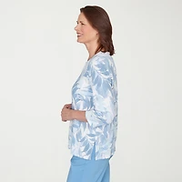 Alfred Dunner St Augustine Womens Keyhole Neck 3/4 Sleeve T-Shirt