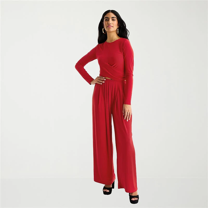 Bold Elements Womens Wide Leg Pleated Pant