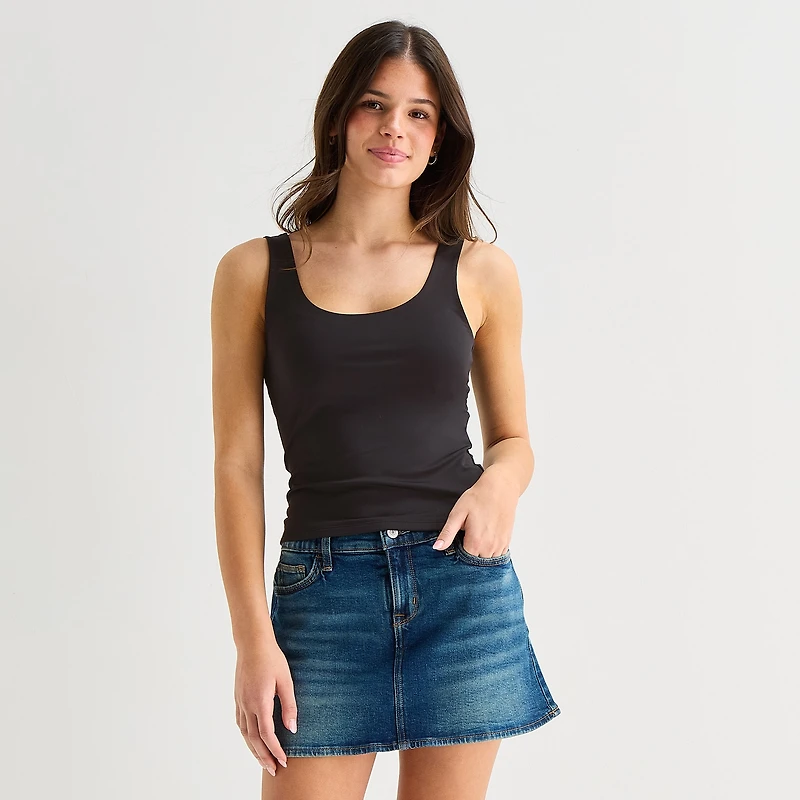 Arizona So Smooth Womens Juniors Scoop Neck Sleeveless Tank Top