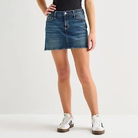 Arizona Womens Juniors Mid Rise Midi Denim Skirt