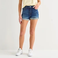 Arizona Curvy Womens 2 1/2" Mid Rise Juniors Denim Short