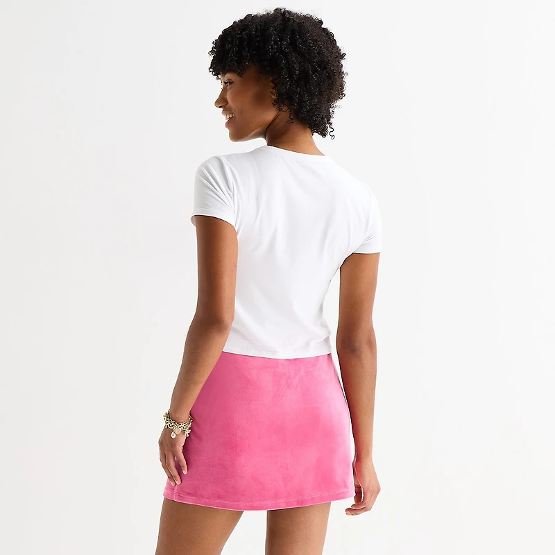 Juicy By Couture Womens Juniors Crew Neck Short Sleeve Regular Fit Graphic T-Shirt