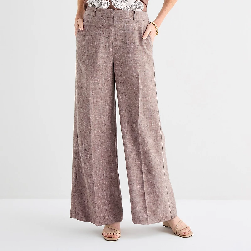 Liz Claiborne Womens Wide Leg Mid Rise Trouser