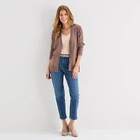 Liz Claiborne Womens V Neck Long Sleeve Button Cardigan
