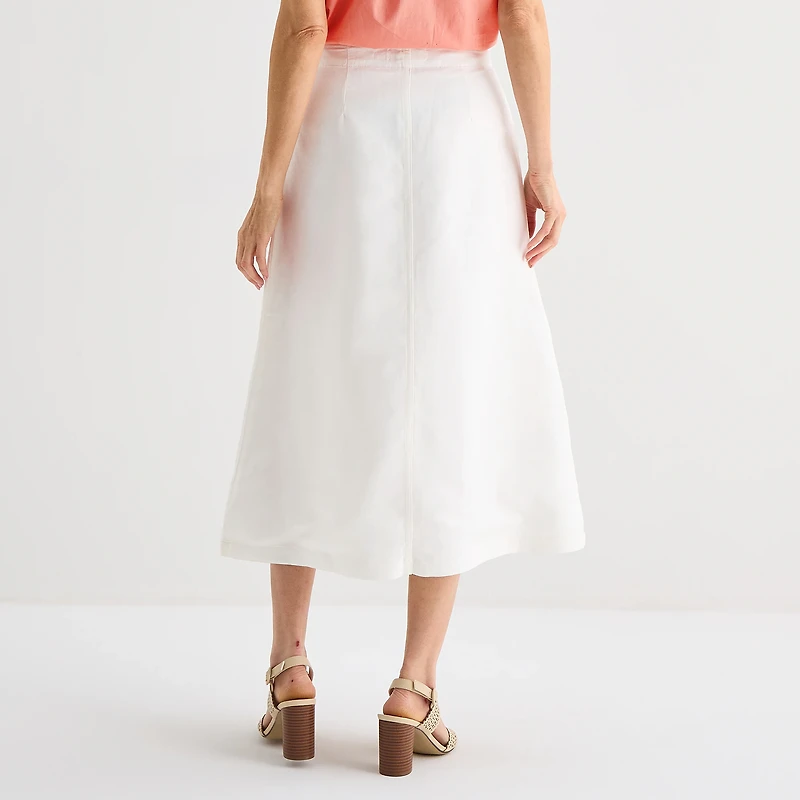 Liz Claiborne Womens High Rise Midi A-Line Skirt