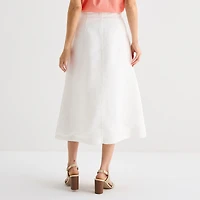 Liz Claiborne Womens High Rise Midi A-Line Skirt