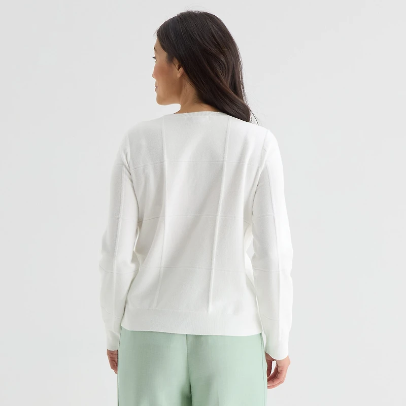 Liz Claiborne Womens Crew Neck Long Sleeve Button Cardigan