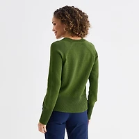 Liz Claiborne Womens V Neck Long Sleeve Pullover Sweater