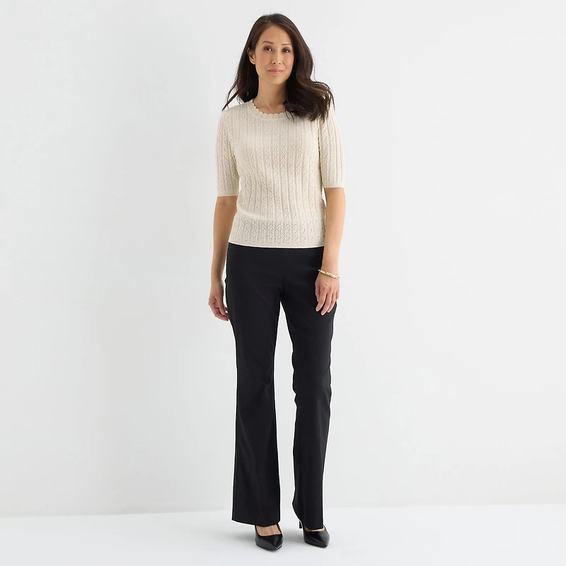 Liz Claiborne Womens Crew Neck Short Sleeve Pullover Sweater