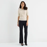 Liz Claiborne Womens Crew Neck Short Sleeve Pullover Sweater