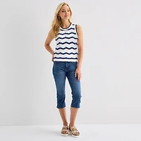 St. John's Bay Womens Crew Neck Sleeveless Chevron Pullover Sweater