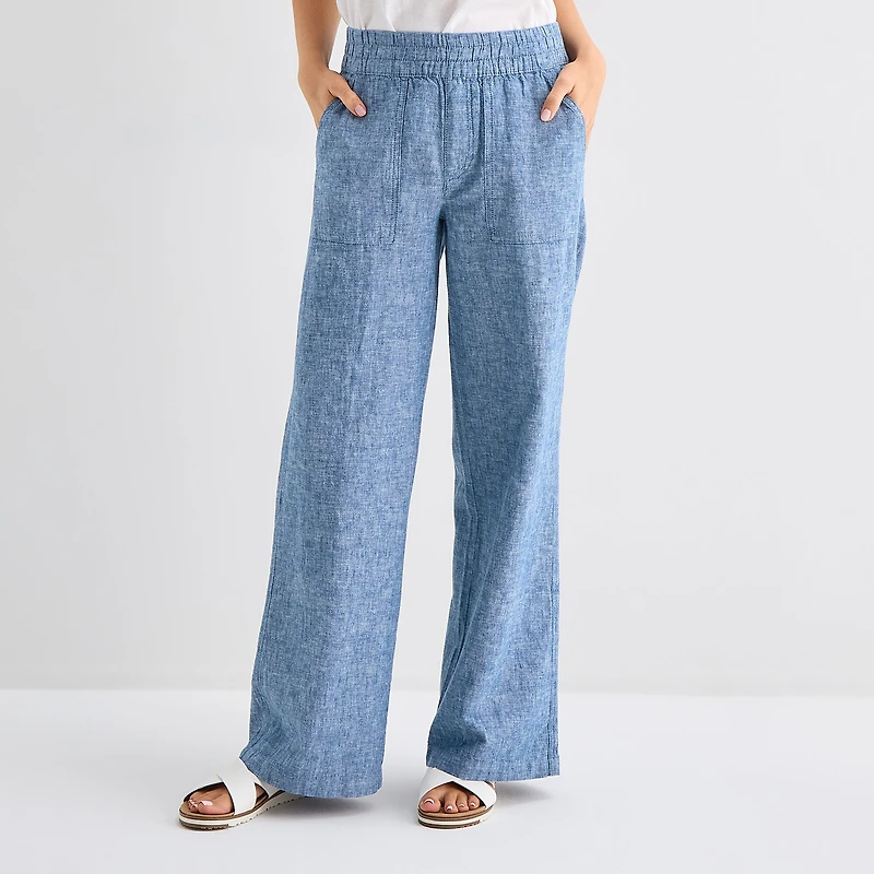 St. John's Bay Womens Wide Leg High Rise Pull-On Pant