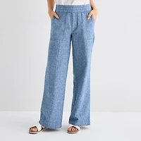 St. John's Bay Womens Wide Leg High Rise Pull-On Pant