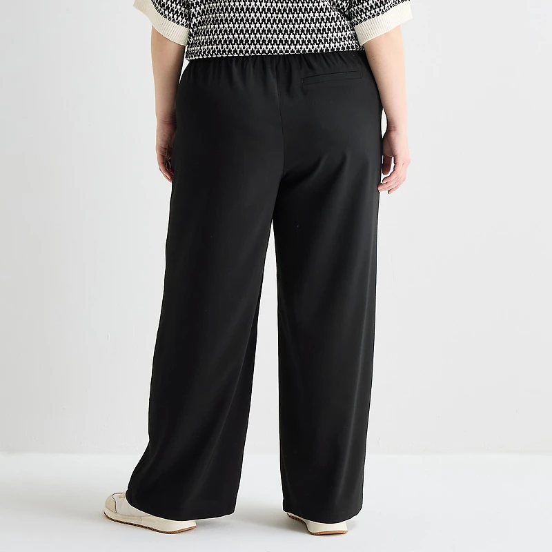 Stylus Womens Plus Wide Leg Mid Rise Trouser