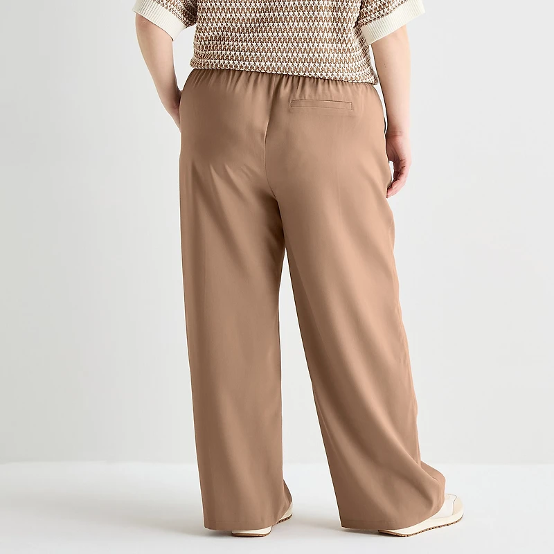 Stylus Womens Plus Wide Leg Mid Rise Trouser