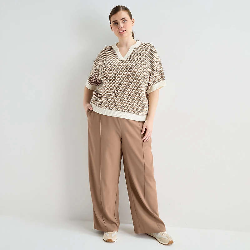 Stylus Womens Plus Wide Leg Mid Rise Trouser