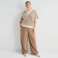 Stylus Womens Plus Wide Leg Mid Rise Trouser