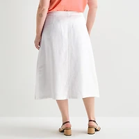 Liz Claiborne Womens Plus Midi A-Line Skirt