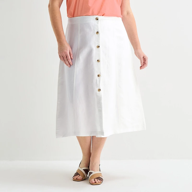 Liz Claiborne Womens Plus Midi A-Line Skirt