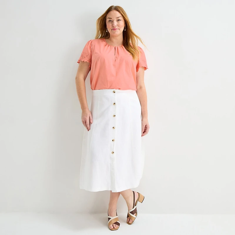 Liz Claiborne Womens Plus Midi A-Line Skirt
