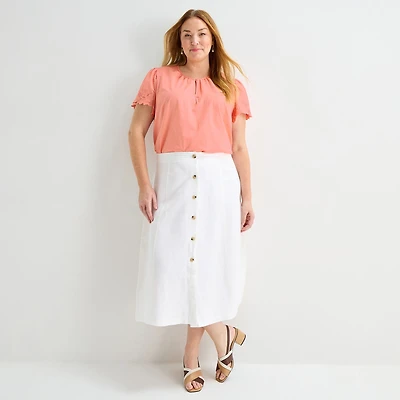 Liz Claiborne Womens Plus Midi A-Line Skirt