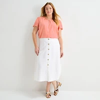 Liz Claiborne Womens Plus Midi A-Line Skirt