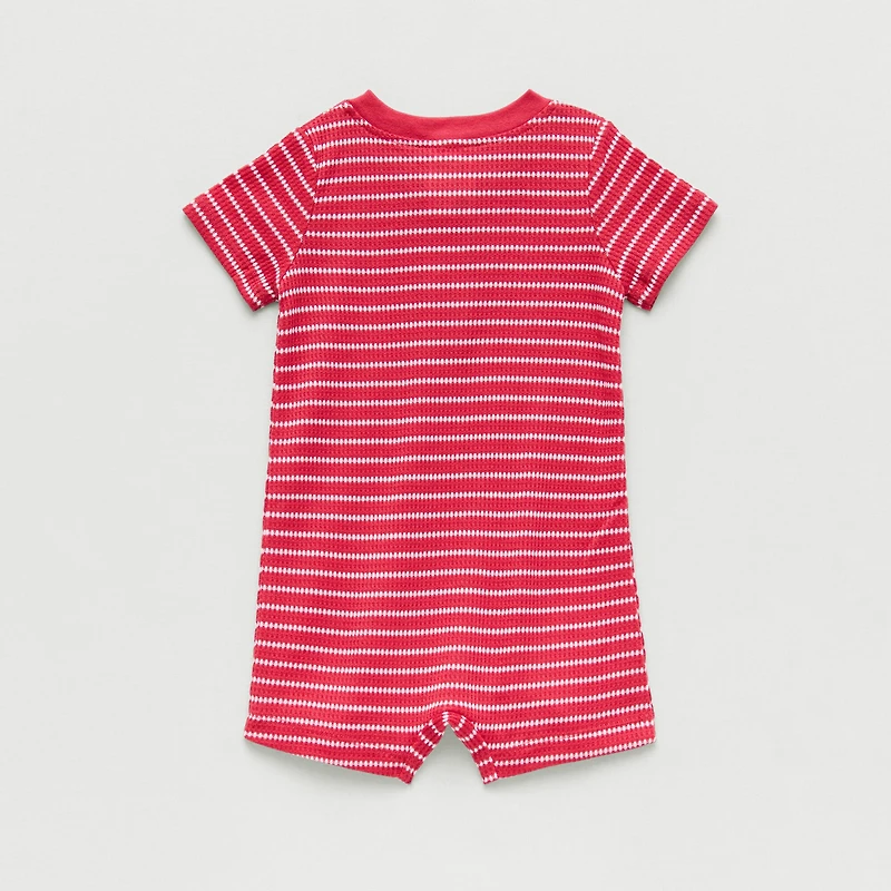 Okie Dokie Baby Boys Short Sleeve Striped Romper