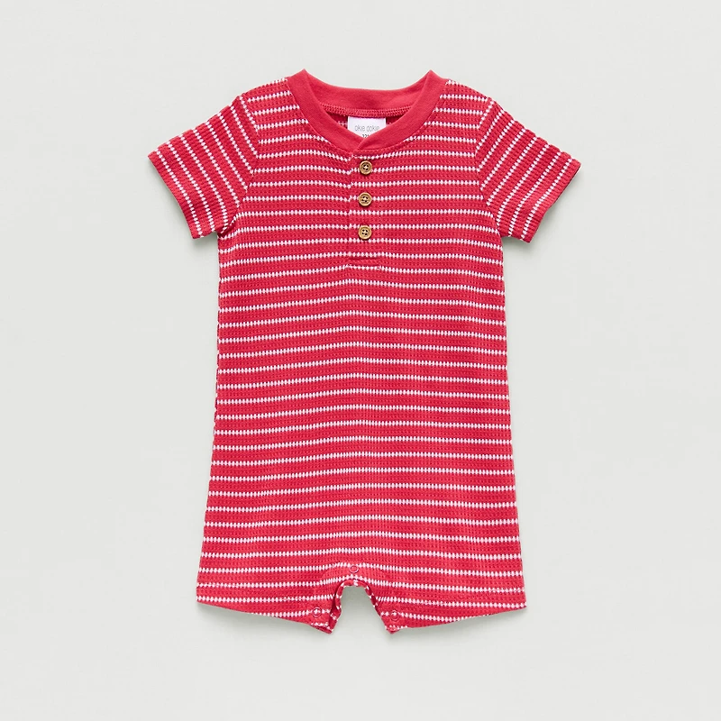 Okie Dokie Baby Boys Short Sleeve Striped Romper