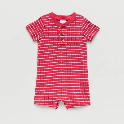 Okie Dokie Baby Boys Short Sleeve Striped Romper