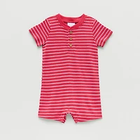 Okie Dokie Baby Boys Short Sleeve Striped Romper