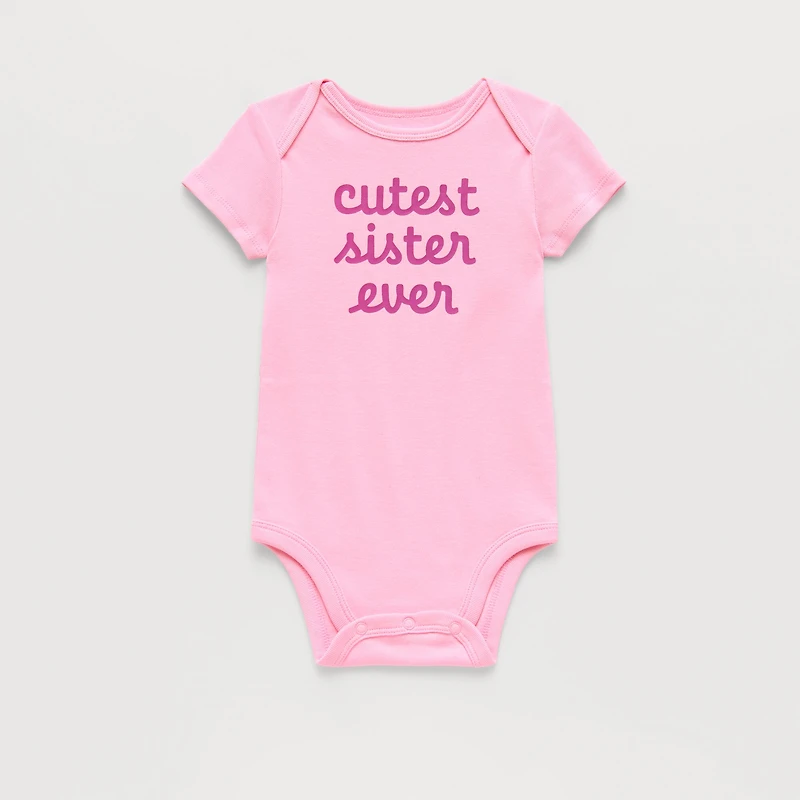 Okie Dokie Baby Girls Round Neck Short Sleeve Rib Bodysuit