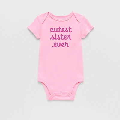 Okie Dokie Baby Girls Round Neck Short Sleeve Rib Bodysuit