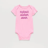 Okie Dokie Baby Girls Round Neck Short Sleeve Rib Bodysuit