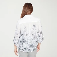 Alfred Dunner Al Fresco Womens 3/4 Sleeve Regular Fit Button-Down Shirt