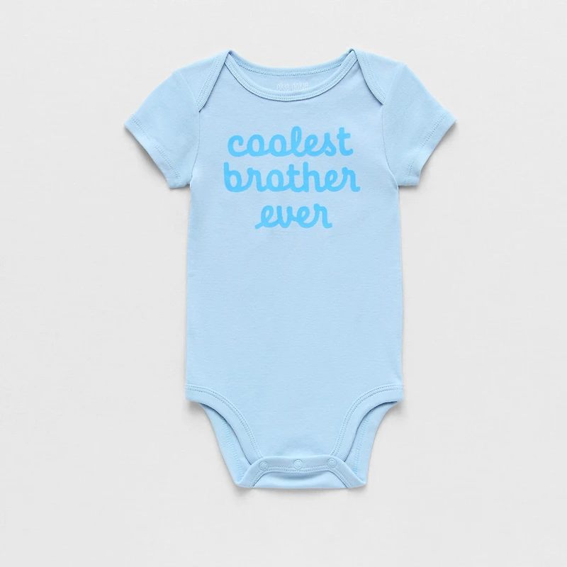 Okie Dokie Baby Boys Round Neck Short Sleeve Rib Bodysuit