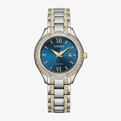 Citizen Silhouette Crystal Womens Crystal Accent Two Tone Stainless Steel Bracelet Watch Fe1234-50l