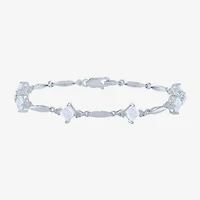 Womens Lab Created White Opal Sterling Silver Tennis Bracelet
