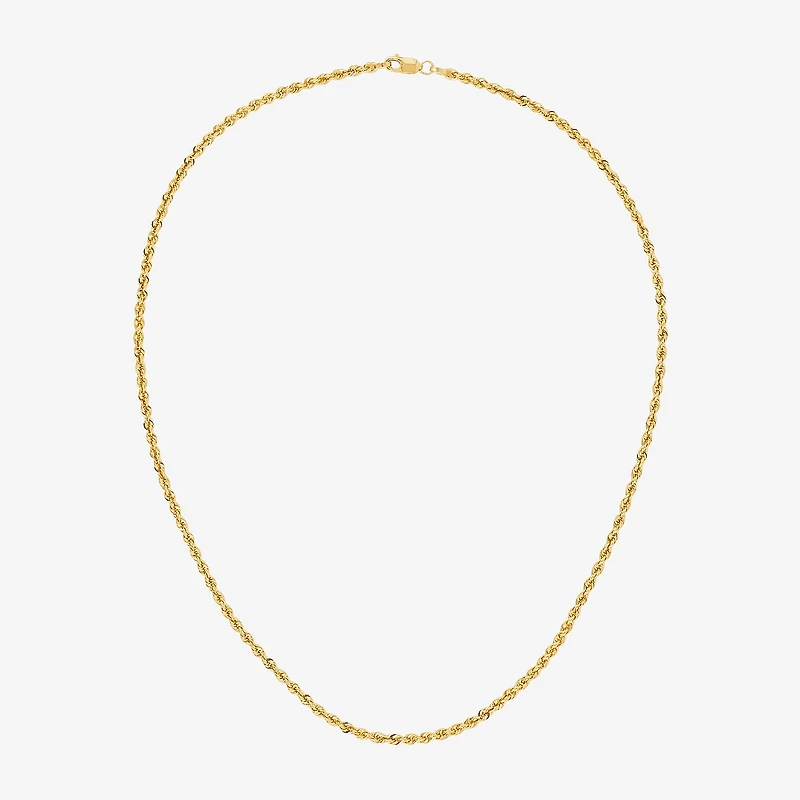 14K Gold 16 - 30 Inch Semi-Solid Sparkle Rope Chain Necklace