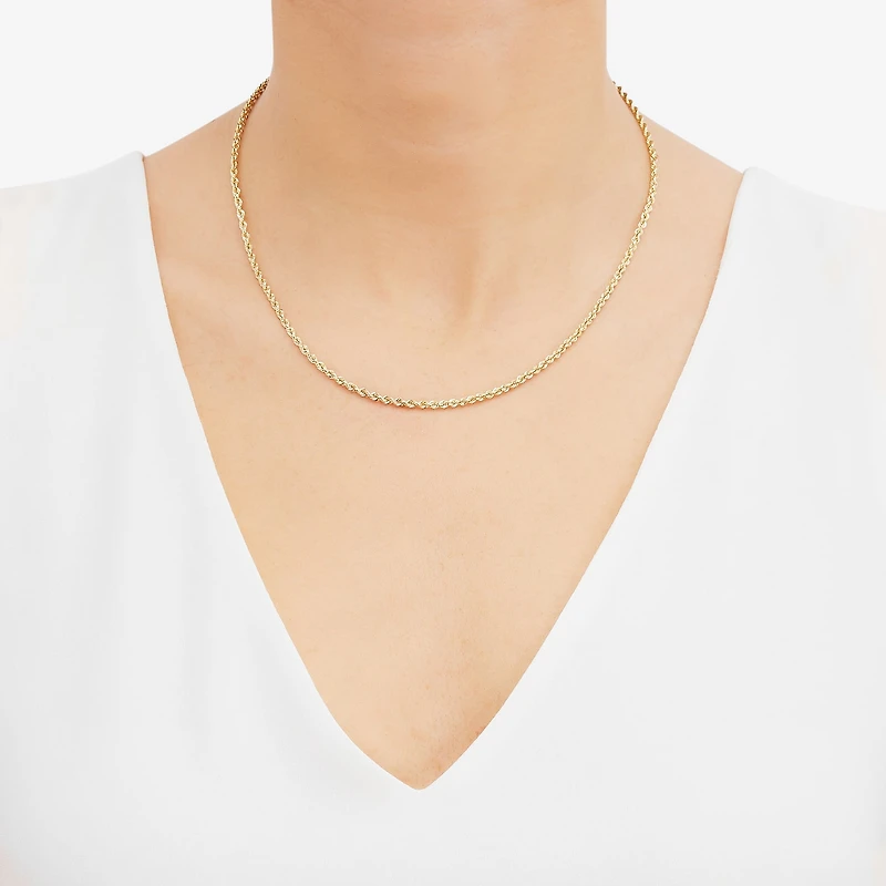 14K Gold 16 - 30 Inch Semi-Solid Sparkle Rope Chain Necklace