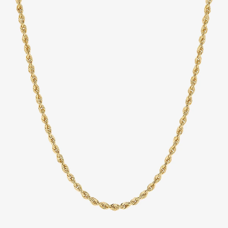 14K Gold 16 - 30 Inch Semi-Solid Sparkle Rope Chain Necklace