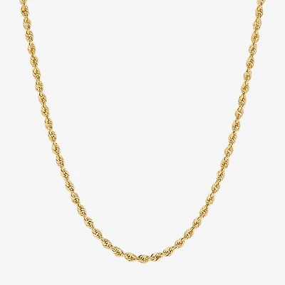 14K Gold 16 - 30 Inch Semi-Solid Sparkle Rope Chain Necklace