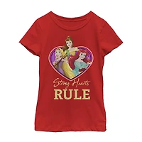 Disney Collection Little & Big Kid Girls Crew Neck Short Sleeve Regular Fit Princess Graphic T-Shirt