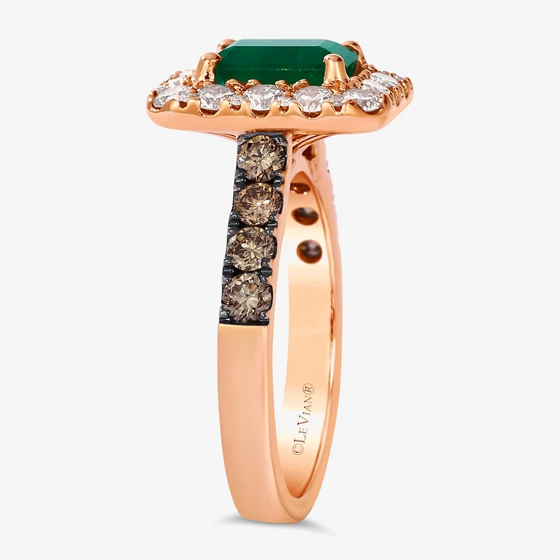 Le Vian® Grand Sample Sale™ Ring featuring 1 1/5 CT. Costa Smeralda Emeralds™ 3/4 CT. Nude Diamonds™ 1/2 CT. Chocolate Diamonds® set in 14K Strawberry Gold®