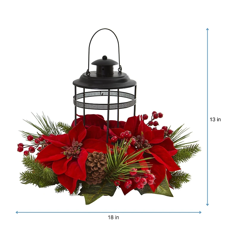 Nearly Natural Poinsettia Berry Pine Christmas Tabletop Decor
