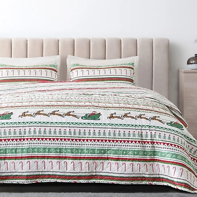 Linery Festive Christmas REVERSIBLE Quilt Set