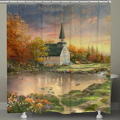 Thomas Kinkade Chapel Of Reflection Shower Curtain
