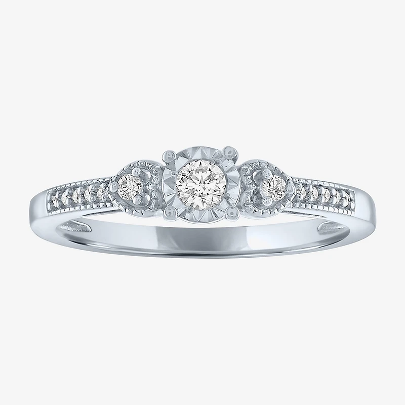 (G-H / Si2-I1) Womens 1/6 CT. T.W. Lab Grown White Diamond Sterling Silver Heart Promise Ring